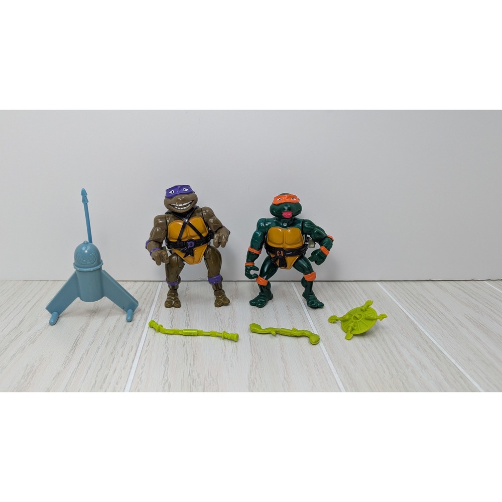 Playmates TMNT Sewer Swimmin Donatello Rock N Roll Michelangelo wind up figures - Picture 10 of 10